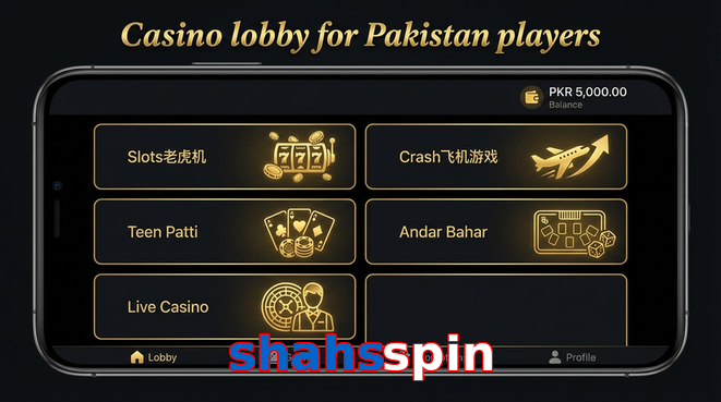 Lobby view of Shahsspin for Pakistan users